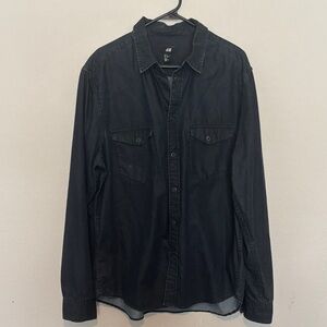 H&M Charcoal Button-Up Shirt XL #82